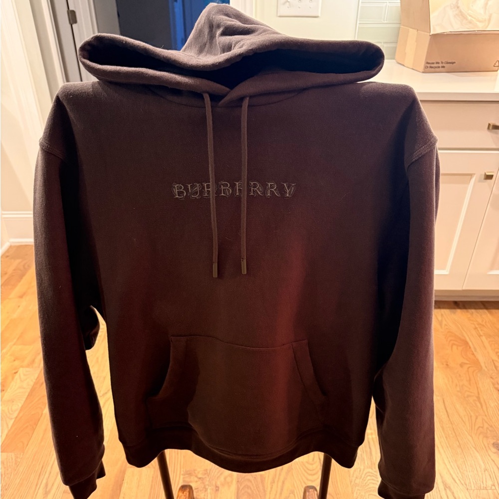 Burberry Embroidered Logo Hoodie - Chocolate Brown